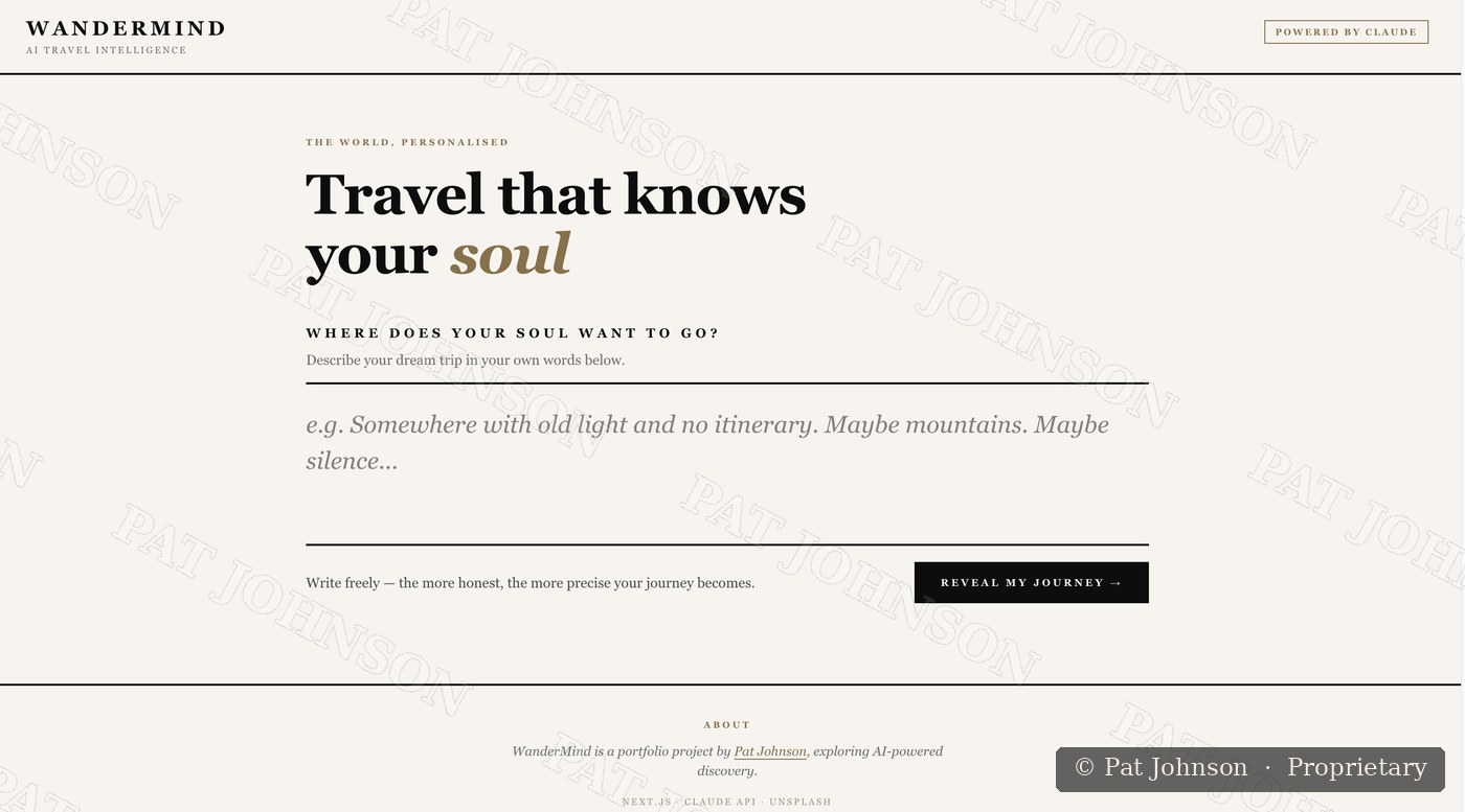 Wandermind — AI travel intelligence homepage